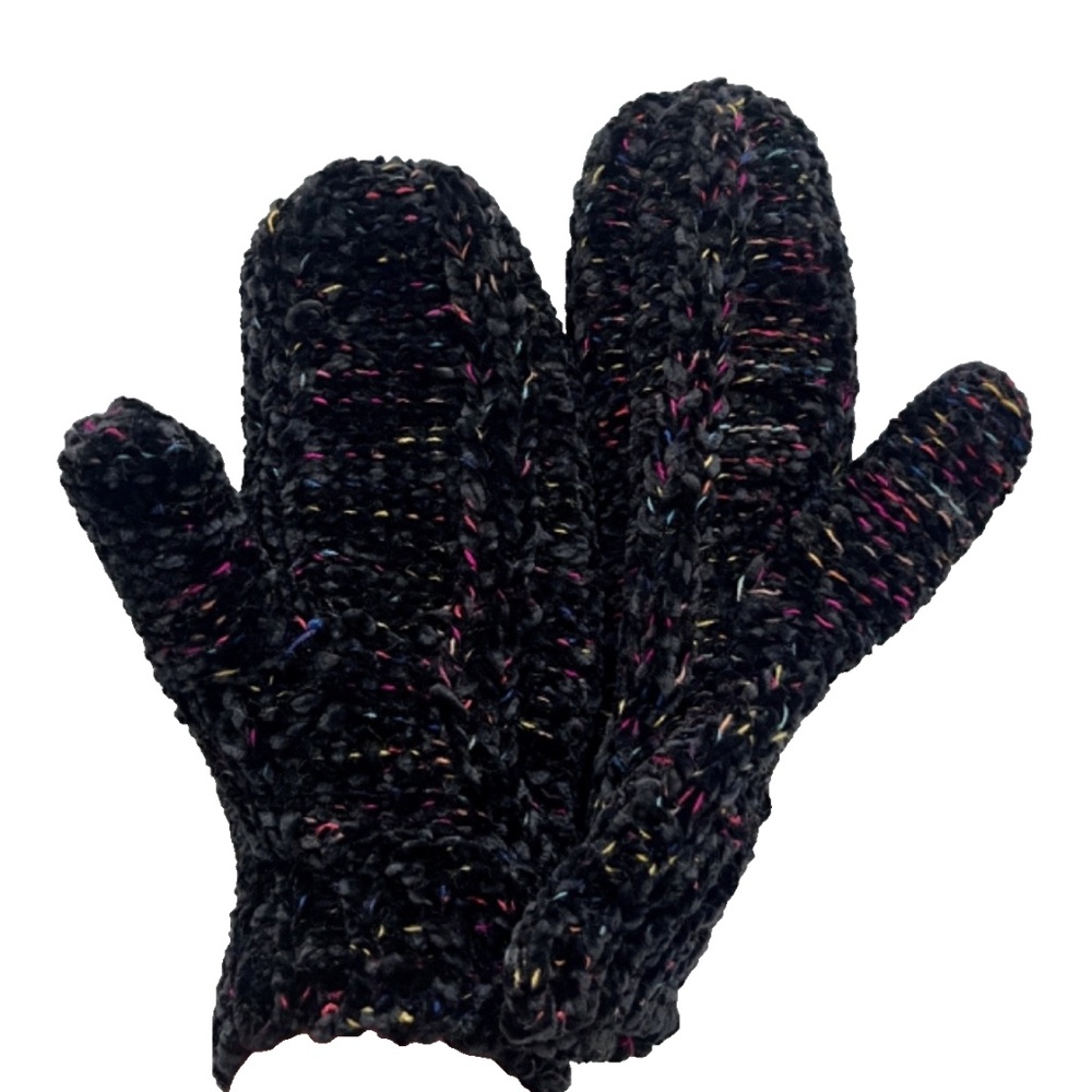 INC International Concepts Space Dyed SOFT Chenille Mittens, Black